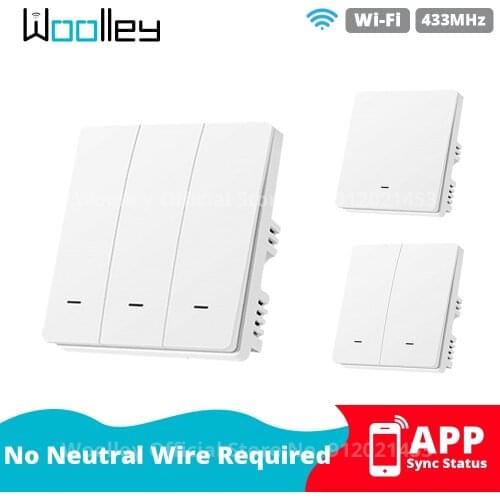 Woolley Smart Touch Switch WiFi Push Button Light Switch No Neutral Wire Required RF Remote Control Smart Home Automation Module