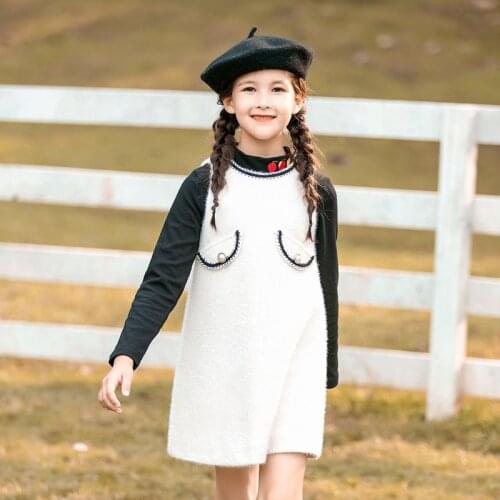 Spring Autumn Sleeveless Dress For Girls Plush Style Straight Gown 3 To 14 Years Kids Birthday Wedding Party Dresses Clothing