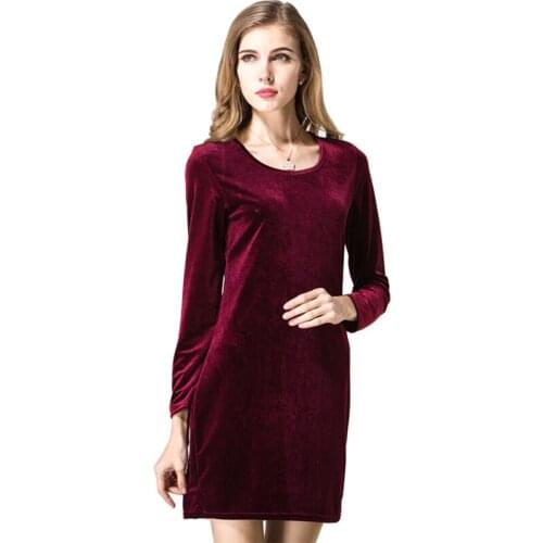 Dresses Women 2021 Large Size Korean Gold Velvet Autumn Bottom Long Sleeve Dress Was Thin Bag Velvet Clothing Vestidos HJY1014