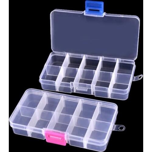 10 Grids Jewelry Storage Box Plastic Transparent Display Case Organizer Holder for Beads Ring Earrings Jewelry SN414