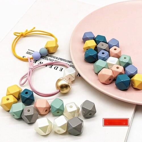 10 Pcs Three-dimensional Cream Color Straight Hole Beaded Diy Head Rope Material Beaded Rubber Band Handmade Jewelry Accessories