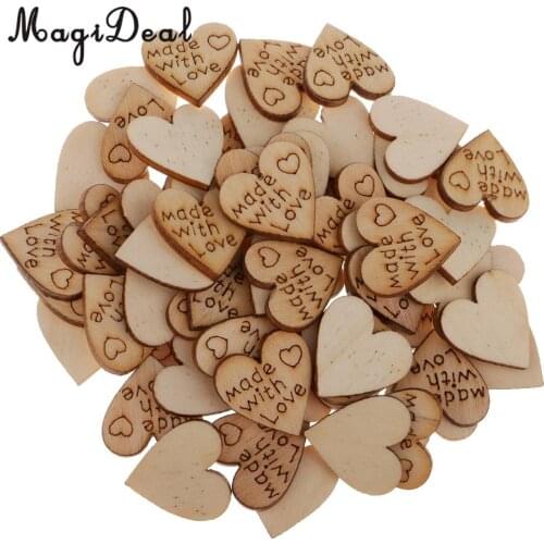 100pcs 20mm Rustic Wood EngraveD Wooden Love Heart Wedding Table Scatter Decoration Crafts Art Embellishment DIY Party Supplies