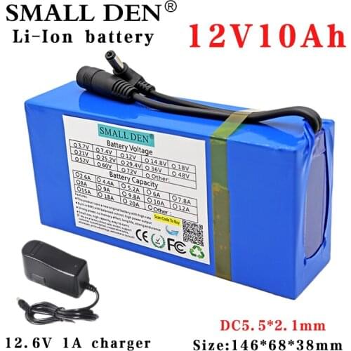 12V 10000mAh 18650 Lithium battery pack DC12.6V Street Light LED Light Surveillance video Standby Power Portable battery Charger