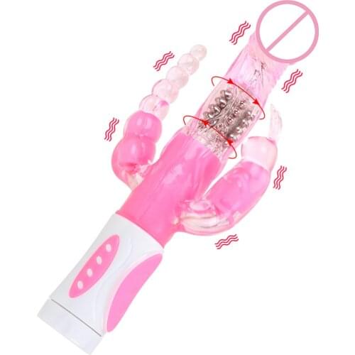 12 Vibrations & 4 Rotations Dildo Vibrator G Spot Clitoral Anal Triple Pleasure Rabbit Vibrators For Women Erotic Anal Sex Toys