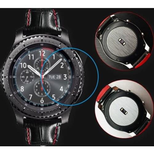 2pcs Metal Wire Back Screen Protector Film+Tempered Glass Film For Samsung Gear S3 Classic Frontier Nice With Your Watch Band
