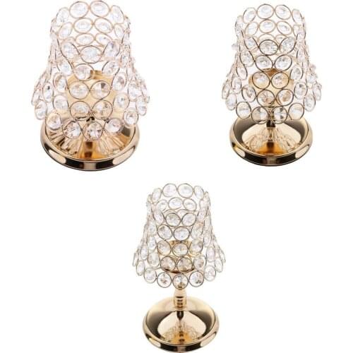3Pcs Crystal Candle Holders Wedding Centerpieces Candlesticks Set for Candlelight Dinner Dining Table Decorative Gifts