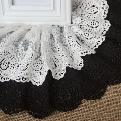 5yard White Black Cotton Embroidery Mesh Lace Trim Ribbon Handicrafts Lace Trim Gorgeous Wedding Dress Crafts Sewing Decoration