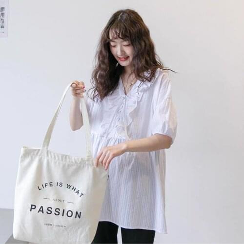 8941# Maternity Clothes Spring Autumn V Neck Long Sleeves Easy Matching Loose Stylish Tops Pregnant Women