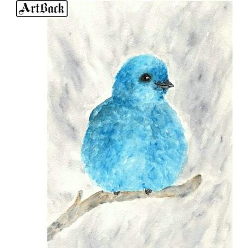 Watercolor blue bird 5d diamond painting full square / round drill 3d diamond embroidery sewing artwork mosaic crafts