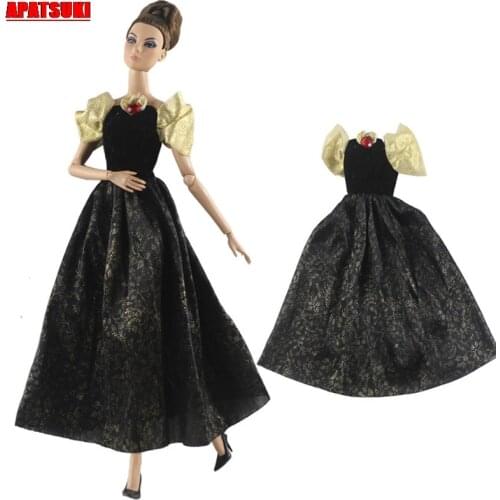 Black Evening Party Dress Elegant Set Clothes for Barbie Doll Costume Outfits Dresses for 1:6 Dolls Kids Toy Best Gift for Girls