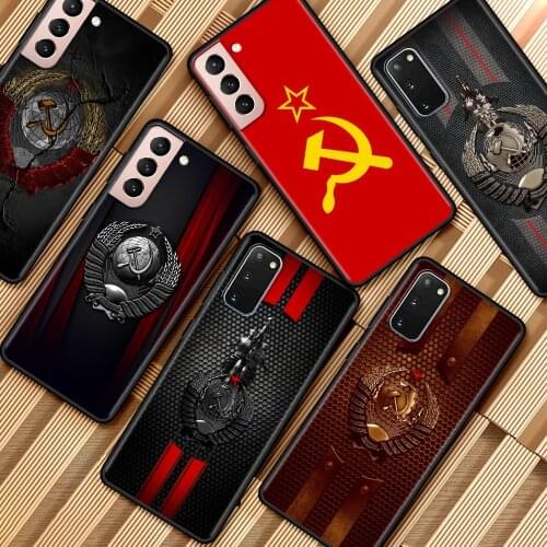 Black Soft Cover for Samsung Galaxy S20 FE S21 Ultra S10 Plus S9 S8 S10e A51 A71 S7 Silicone Phone Case Vintage USSR CCCP Shell