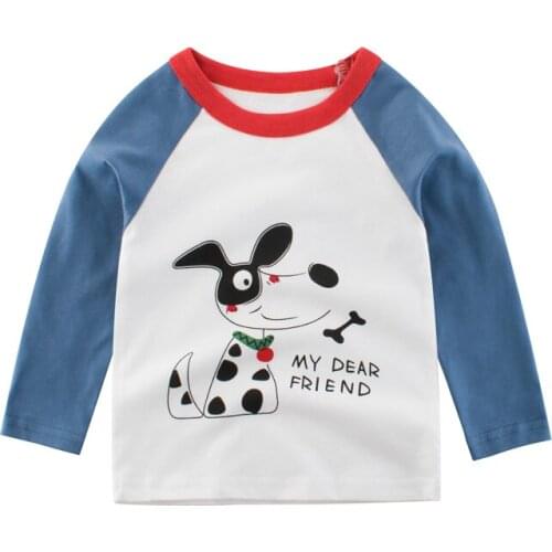 Long Sleeves Baby T-shirts Boys Girls Cat Dog Top Children Autumn Solid Cotton Sweatshirt 2 3 4 5 6 7 8 Years Boy Girl T Shirts