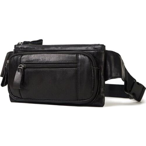 Men PU Leather Chest Bag Waist Packs Travel Sport Shoulder Sling Multifunction Crossbody Outdoor