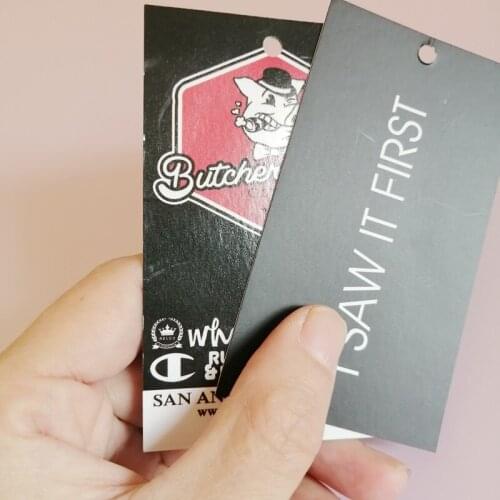 300gsm coated paper Cutomized garment hang tag with logo printing price tag cusotm labels