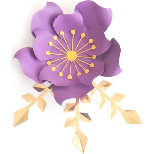 Artificial Flowers 30CM + Leaves 20CM Fleurs Artificielles Backdrop DIY Giant Paper Flowers Wedding Party Decor Baby Shower