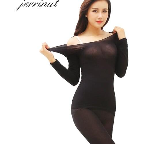 Jerrinut Warm Long Johns Thermal Underwear For Women Winter Clothing Suit Female Long Johns Cotton Sexy Thermal Underwear Set