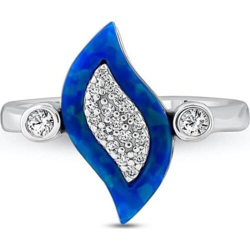 Handmade Blue Stone Women Ring, Wavy Model Women Ring, 925 Sterling Silver, Multi Stone Women Jewelry, Wedding Engagement Gift