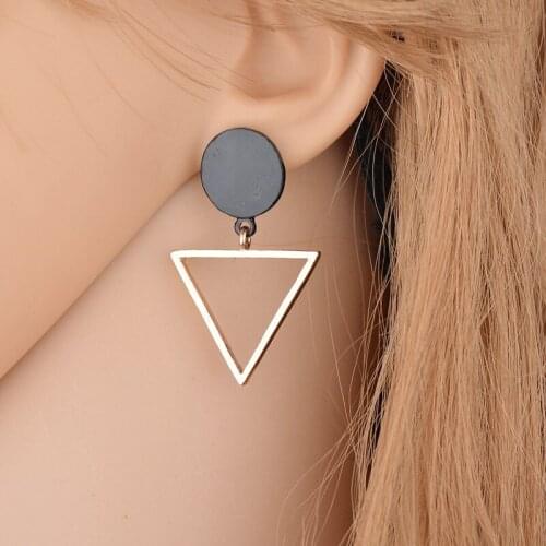 Korean Statement Black Acrylic Drop Earrings for Women Fashion Jewelry Vintage Geometric Gold Asymmetric Earring