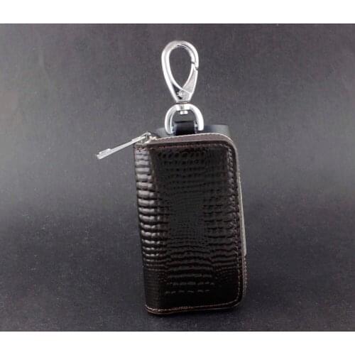 Genuine Leather Wallet Mens Womens Key Rings Holder Chain Wallet Case brown KW6