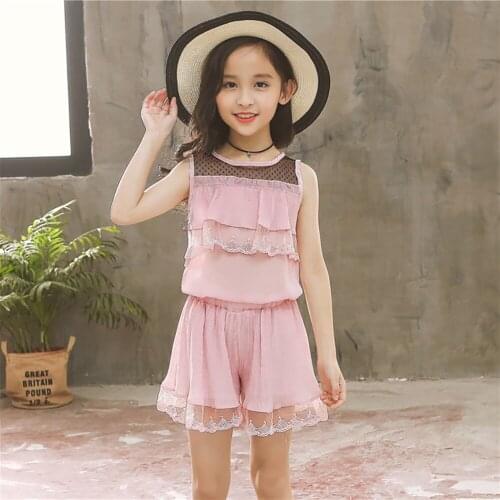 Summer Baby Girls Sleeveless Cotton T-shirt Tops + Shorts Suits Children\s Girls Clothing 2021