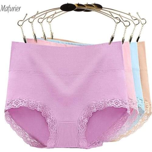 Mafurier Womens High Waist Sexy Cotton Lifting Hips Panties Soft Girls BriefS Female Shaping Underwear Lingeries 4Pcs/Lot