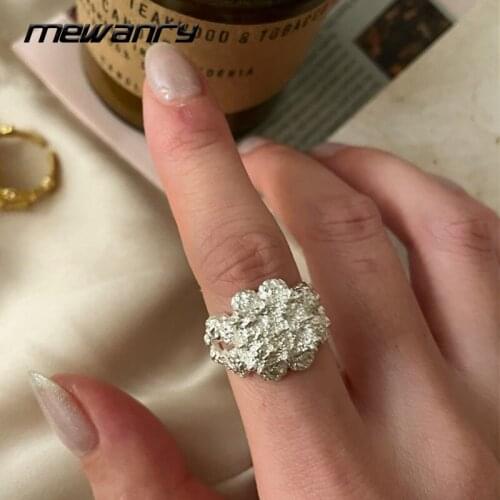 Mewanry 925 Sterling Silver Rings for Women Trend Vintage Elegant Creative Lava Pattern Party Jewelry Birthday Gifts Wholesale