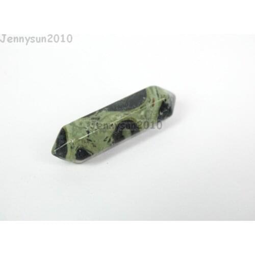 Natural Rhyolite Gems stone Hexagonal Pointed Reiki Chakra Raw Wand Pendant Beads Necklace Jewelry 20Pcs/Pack