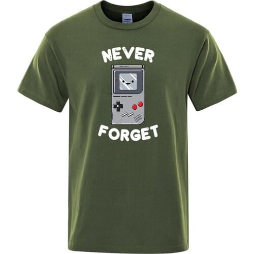 Never Forget Cute Cartoon Game Consoles print Male T-Shirt Style Oversize T-Shirts Fashion Crewneck Tshirt Cool Slim Mens Top
