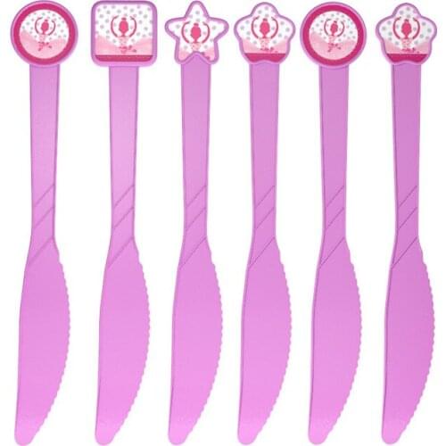 Lovely Ballet Girl Theme Disposable Knives for Kids Birthday Party Gender Reveal Pink Cartoon Plastic Knife Party Supplies