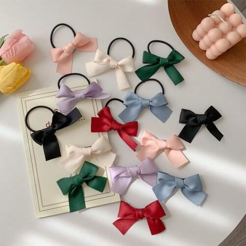 New Fashion classic Fabric solid color bow hair tie rubber band hairpin Barrettes for Women girls Hair Accessories Headwear