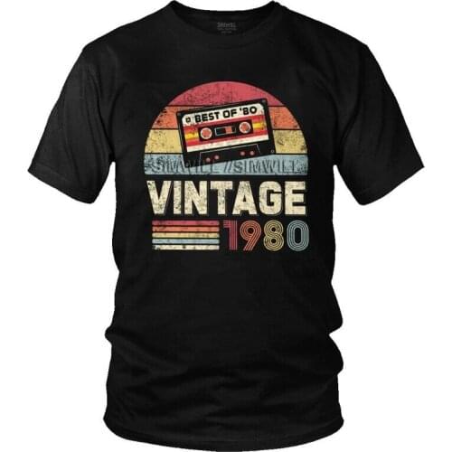 Born In 1980 Best Of 1980 Cassette Tape T Shirt Men Cotton Printing T-shirts Novelty Tshirt Short Sleeve Funny Music Tech Tee