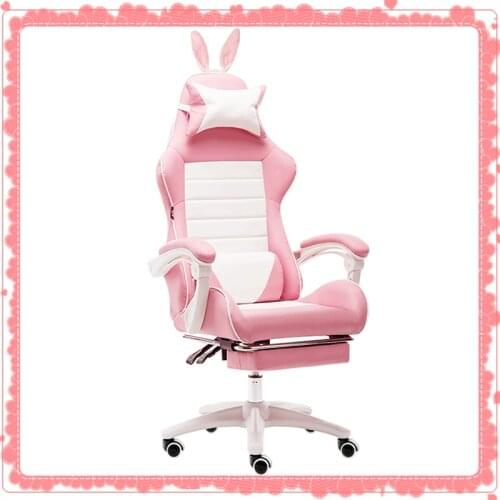 2021 Pink chair,girls lovely cartoon gaming chair, swivel chair,bedroom live gamer chairs,Women comfortable computer chair new