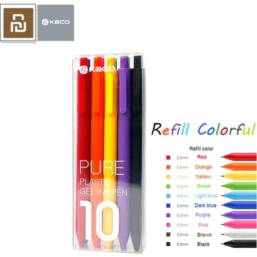 10pcs/pack Xiaomi KACO Sign Pen 0.5mm Refill Smooth Ink Writing Durable Signing Pen Vintage Color Macarons For Students