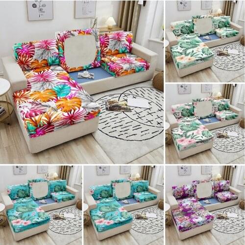 Removable Couch Sofa Cover Leaves Printed Elastic Sofa Seat Cover For Corner Sofa Slipcover Living Room Furniture Protector