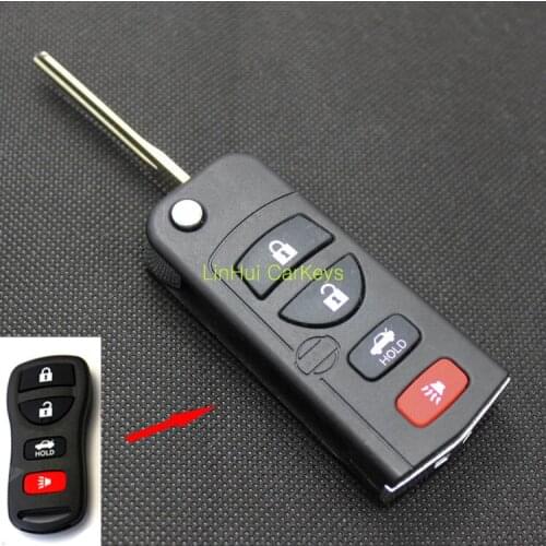 PINECONE for NISSAN Livina X-Trail Gennis Tiida Sylphy Key Case 4 Buttons Uncut Blade Modified Remote Blank Key Shell 1 PC