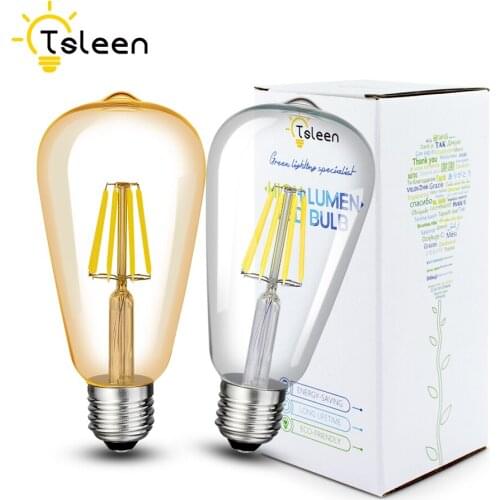ST64 LED Filament Bulbs E27 Bulb Retro Antique Lamp Bombillas 220V 4W 8W 12W 16W Glass Gold Edison Light Vintage Home Decor