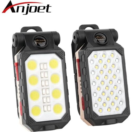 USB Rechargeable COB Work Light Portable LED Flashlight Adjustable Waterproof Camping Lantern Magnet Design with Power Display
