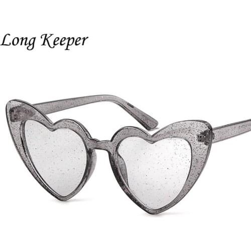 2018 Love Heart Sunglasses Women Cute Sexy Retro Cat Eye Sun Glasses Vintage 90s Glasses Colorful Glitter Lenses Eyewear Female