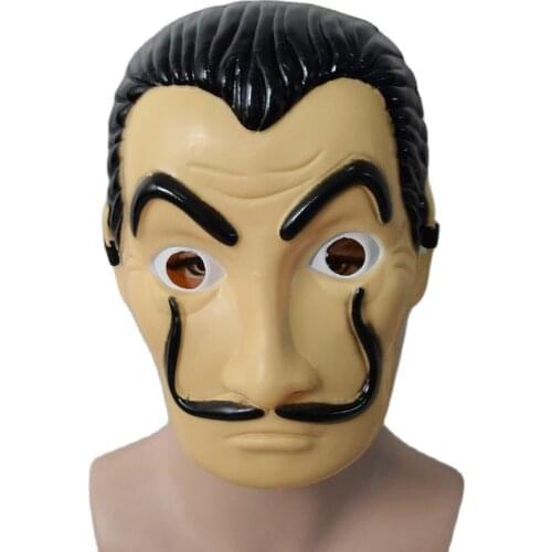 10Pc Short Salvador Dali Mask Money Heist The House of Paper Roleplay Mask Halloween Masquerade Cosplay La Casa De Papel Mask