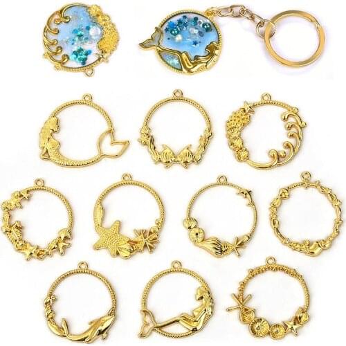 10 Pcs/Lot Round Open Bezel Blank Frame Drop Hollow Pendants Setting Charm Necklace Earring DIY Resin Jewelry Making Findings