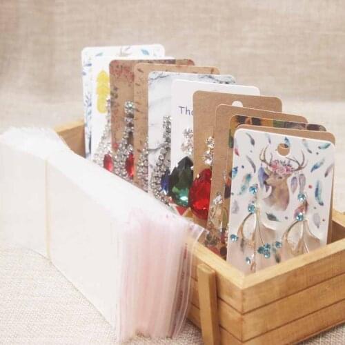 100pcs/1lot 5cm*9cm krafta&white paper Jewelry Cards 35 colors Stud Earrings Display Packing Cards Custom LOGO your Own MOQ1000p