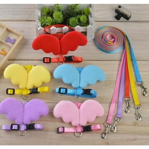 100 pcs/lot Nice Pet Dog Harness & Lead Puppy Cat Adjustable Strap Lead Girl Angel Bow Wings