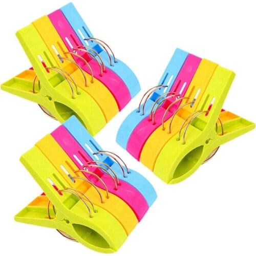 12Pcs Plastic Clothes Pegs Beach Towel Clips Home Bathroom Organization Quilt Pegs for Laundry Sunbed Lounger Clothes Pegs