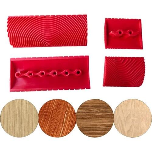 2Pcs/set Rubber Roller Brush Imitation Wood Graining Wall Painting Home Decoration Art Embossing DIY Brushing Painting Tools