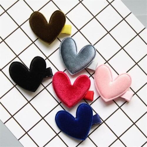 20pcs/lot New Vintage Velvet Lovely Girl Hairpin Sweet Heart Shape Hair Clip Barrettes Fashion Hairpin Princess Hair Accessories