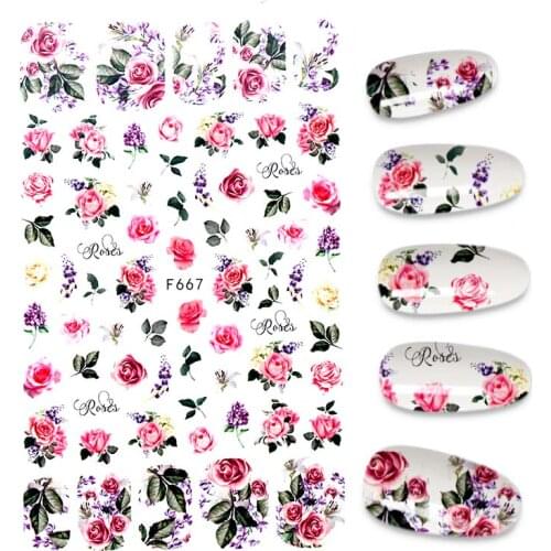 2021 Flower Adhesive 3D Nail Sticker Foil Decals For Nails Sticker Art Cartoon Nail Art Decorations Designs Tool