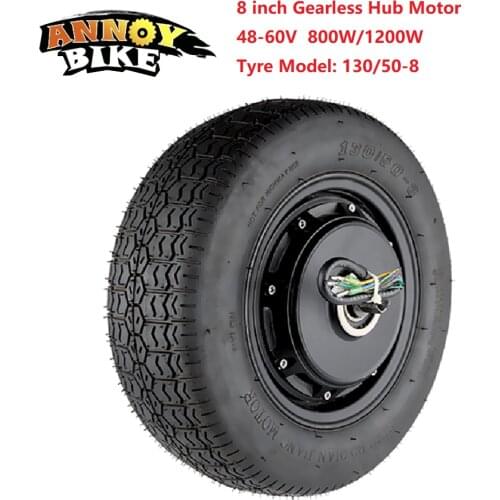 8 inch Hub Motor 48V 60V 800W 1200W Gearless Electric Motorcycle Engine Buggy Wheel Scooter Motor Bicicleta Wheel tyre 130-50-8