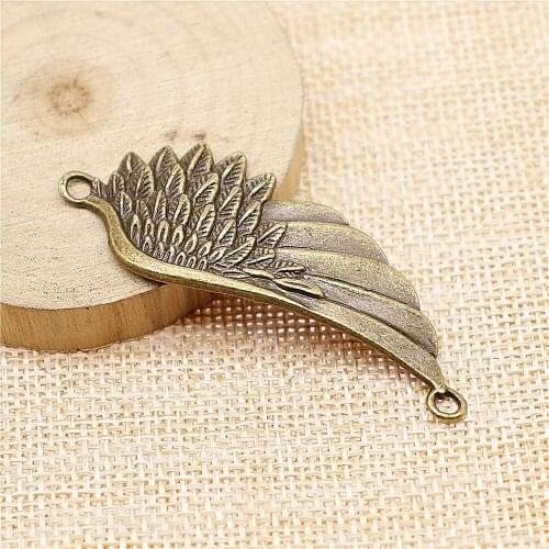 Free shipping 8pcs 60x22mm antique bronze Wing connector charms diy retro jewelry fit Earring keychain hair card pendant