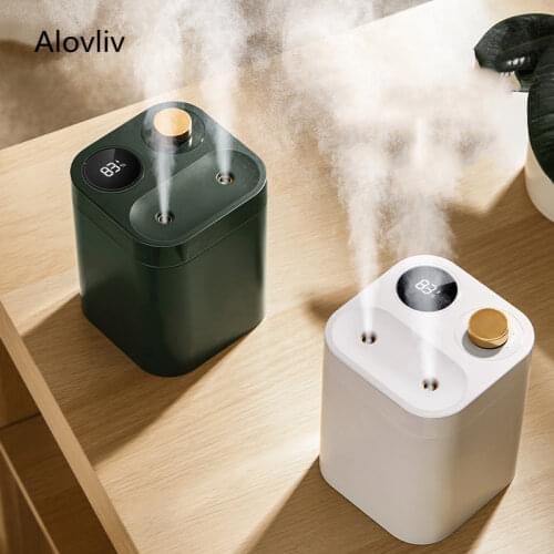 800ml Dual Spray Wireless Humidifier For Home Power Display Ultrasonic Mist Maker with Battery Mini Office Desktop Air Purifier