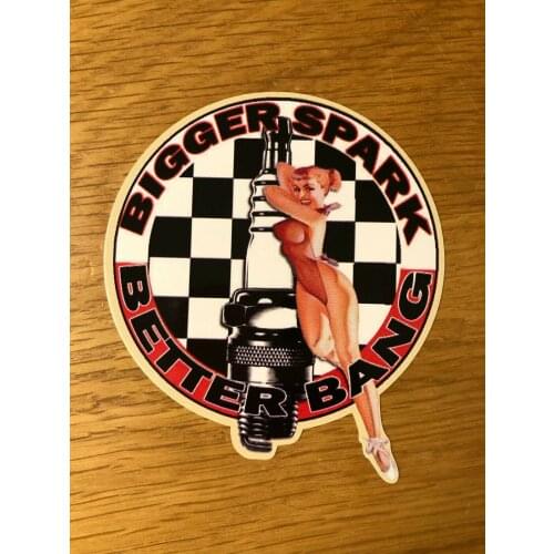 BIGGER SPARK BETTER BANG Aufkleber Sticker Pin Up Old School Auto Decal NOS-0033